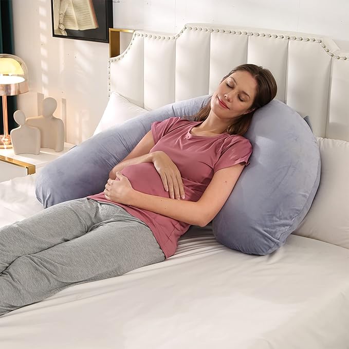 BATTOP Pregnancy Pillows for Sleeping,Pregnancy Must Haves Maternity Body Pillow with Cooling Washable Cover,New Mom Gifts for Women,Support for Back,HIPS,Legs,Belly for Pregnant Women(Dark Grey)