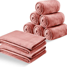 IR Imperial Rooms Fleece Blankets Queen Size 90x90 Inches- 8 Pack - Super Soft Fluffy Throw Blanket for Sofa and Bed - Warm and Cozy Lightweight 400 GSM Microfiber Bed Throws Blankets (Queen, Pink)