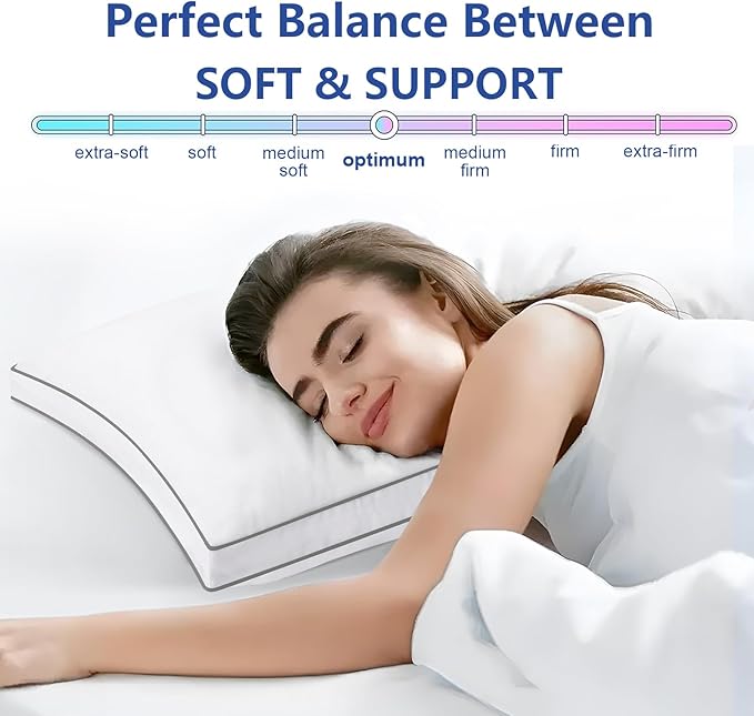 Premium Pillows King Size Set of 2, Fluffy and Supportive 7D Down Alternative Bed Pillows, Luxury Soft Hotel Quality Gusseted Pillow for Side Back Stomach Sleepers, Relief Neck Head and Shoulder Pain
