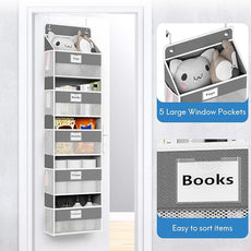 Over The Door Organizer Hanging, 2 Pack 5 Shelf Behind The Doors Storage, Pantry Door Organizer, Closet Organizers for Bedroom and Nursery (Dark Grey)