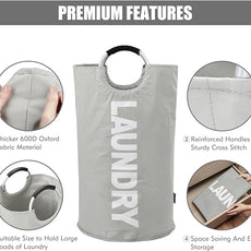 DOKEHOM 125L X-Large Collapsible Washing Laundry Basket Bag (7 Colors) for Bedroom, Fabric (Grey, XL)