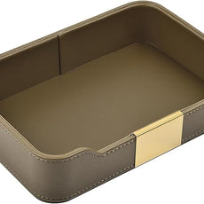 Luxury Leather Valet Tray Desktop Storage Organizer,Bedside Vanity Catchall Tray Nightstand Caddy Holder for Cosmetic,Jewelry,Watch,Keys,Phone,Wallet,Remote Controller,Pen,Olive Green