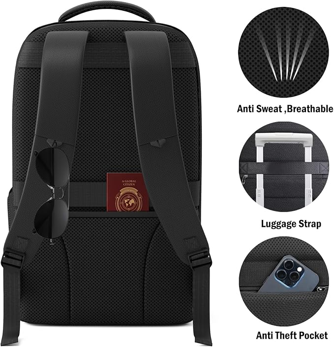Expandable Travel Backpack, Business Laptop Backpack,Commute Backpack with USB Charging Port fit 15.6 Inch Laptop