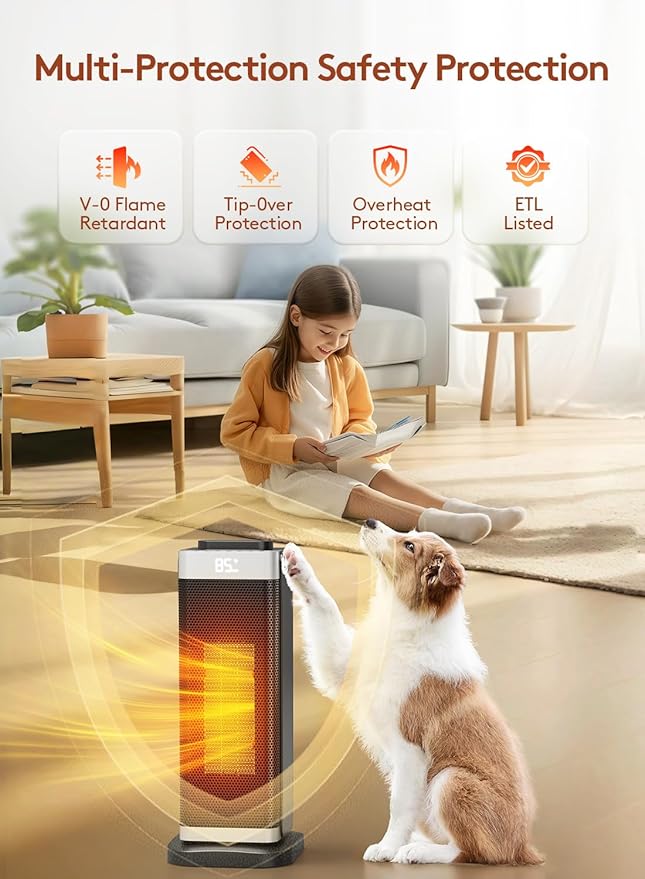 Space Heaters for Indoor Use, Staholz 3 in 1 Portable Space Heater with Humidifier/Ambient Light, Electric Heaters with Thermostat,70° Oscillation,12H Timer,Ultra-Quiet for Bedroom,Office(SL)
