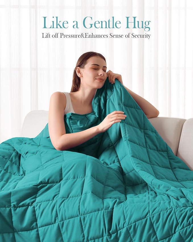Topblan Weighted Blanket for Adults 12lbs, Soft Cooling Breathable Weighted Throw for Sleeping, Washable Heavy Blanket with Glass Beads for Winter, Sofa Bed, 48"x72" Twin Size