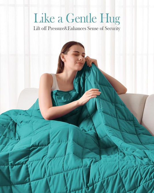 Topblan Weighted Blanket for Adults 15lbs, Breathable Cooling Weighted Blanket, High Breathability Heavy Blanket, Soft Material with Glass Beads for All Season, Sofa Bed, 60"x80" Queen Size,Green
