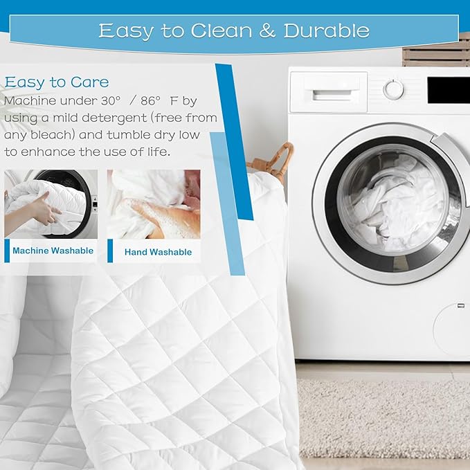 GRT Waterproof Sofa Bed Mattress Pad - 100% Waterproof Queen Sleeper Sofa Mattress Protector Quilted, Machine Washable Breathable Noiseless Sofa Mattress Topper Cover, Queen 60x72, White