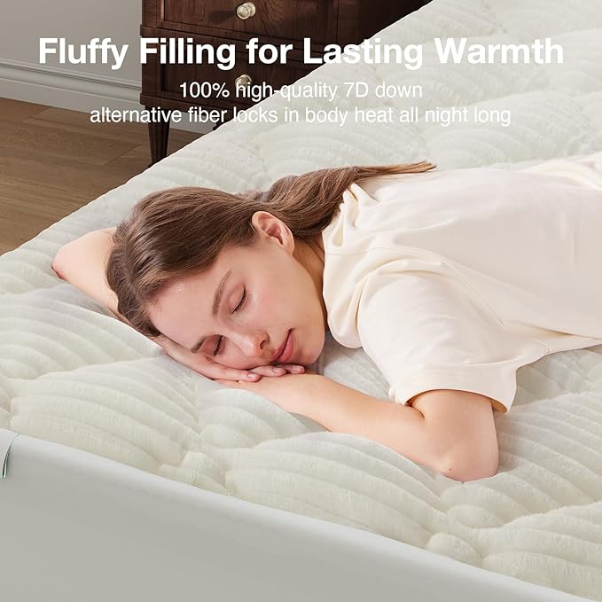 Novilla Twin Mattress Topper - Plush Warmth Mattress Pad for Cold Sleepers, Cloud-Like Softness & Mattress Protector, Deep Pocket 8-21", Machine Washable