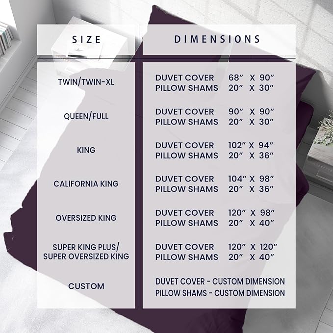 Kotton Culture 3 Pc 120" x 98" Duvet Cover Set Oversized King 100% Egyptian Cotton - 600 Thread Count Comforter Cover, Zipper Closure & Corner Ties - Fits Large King Inserts - Plum