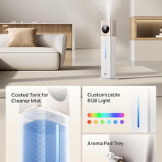 Dreo 11L Smart Humidifier Large Room 700 ft², 100H Cool Mist Air Humidifiers for Bedroom, Top-Fill Self-Cleaning Tank, 26dB, Auto Mode, Aroma Box, RGB Light, Remote & APP Control, Baby, Starlight