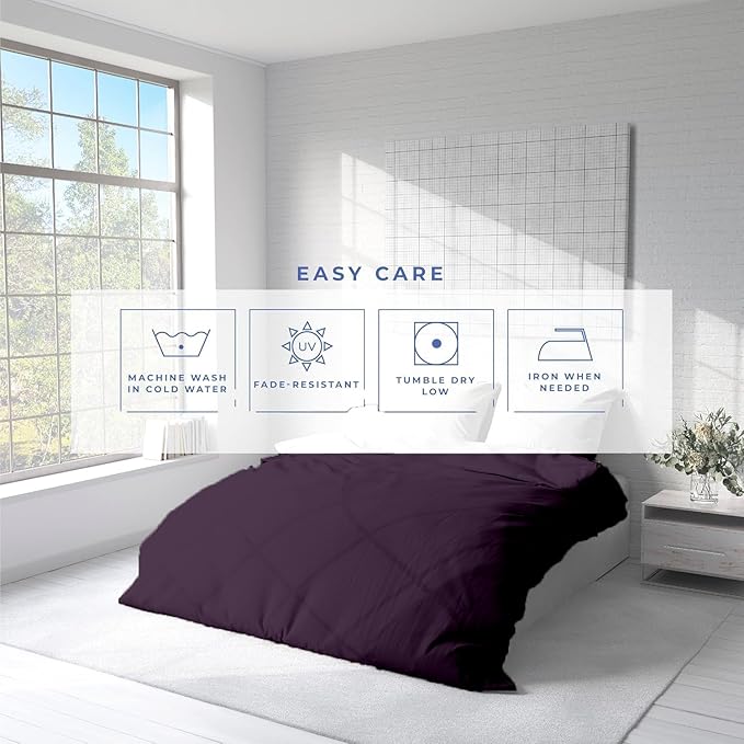 Kotton Culture 1 Pc Duvet Cover King Size-100% Egyptian Cotton Sateen 600 Thread Count Ultra Soft Premium Durable Comforter Cover Zipper Closure & Corner Ties - (Plum, 102" X 94")