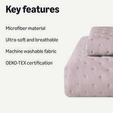 Amazon Basics Brushed Microfiber Quilt Set, Extra Soft with Natural Texture, 2-Piece,Twin/Twin XL, Purple
