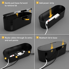 D-Line Cable Management Box, Power Strip Cover, Floor Outlet Hider, Desk Cord Organizer, Hide Extension Leads, 12.75