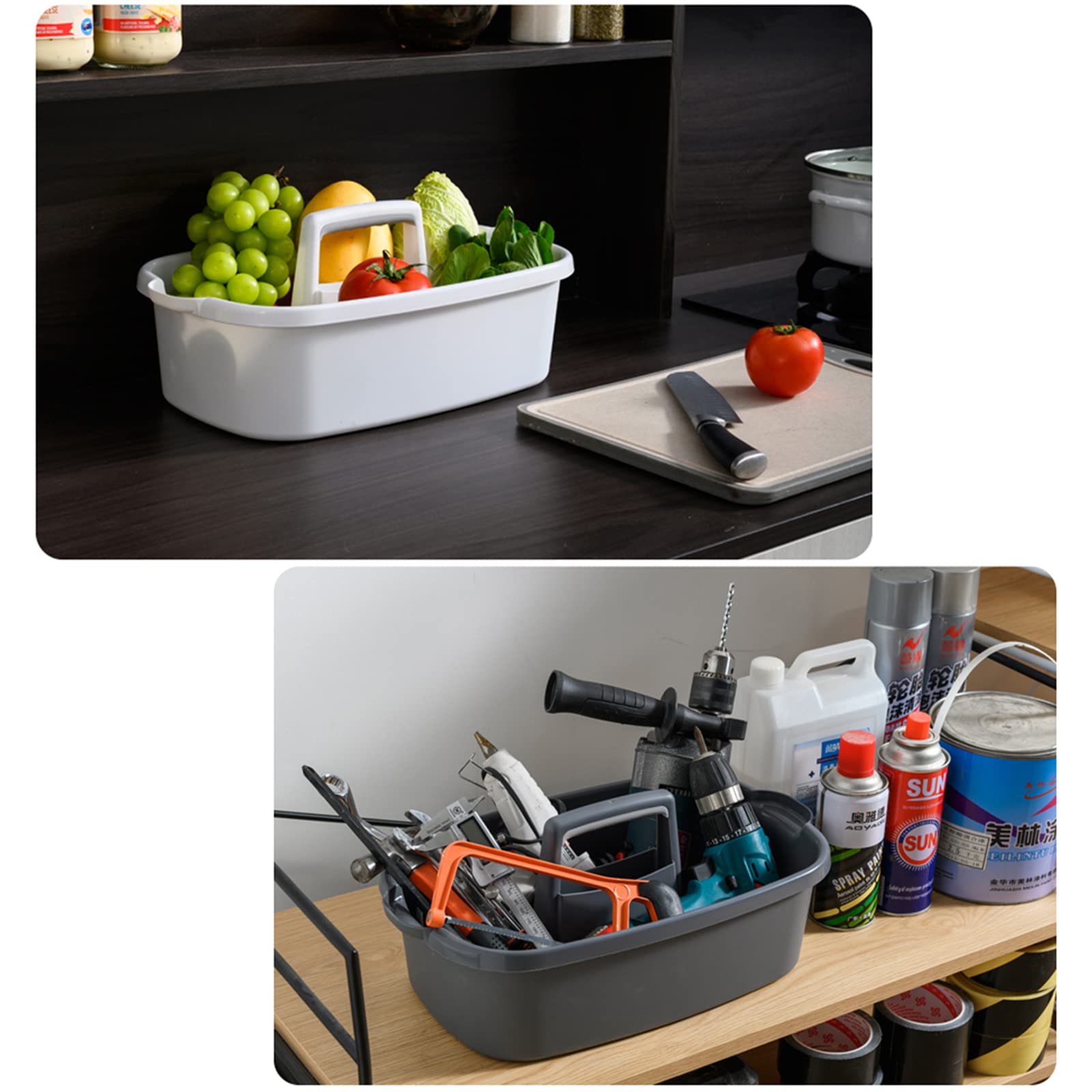 JiatuA Large Cleaning Supplies Caddy Portable Shower Basket Supply Organizer with Handle Plastic Bucket Tool Storage for Bathroom, Bedroom, Kitchen, College Dorm, Garden, Dark Gray Dormly