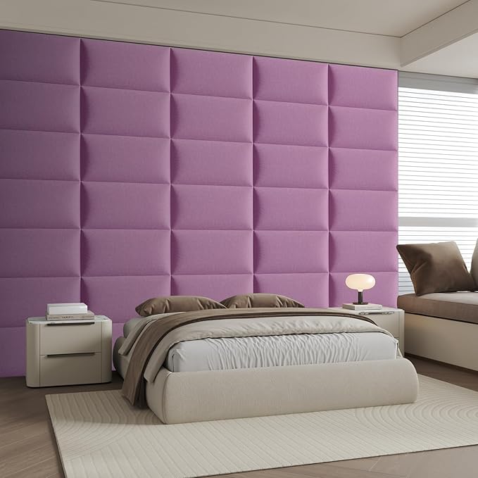 12-Piece Pink Linen Upholstered Headboard King Size Wall Mounted Panel Set, Large Fabric Headboard & Wall Decor for California King, Luxurious Bedroom Focal Point