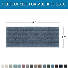 H.VERSAILTEX Bath Rugs for Bathroom Non Slip Bath Mats Thick Chenille Striped Bath Rug Runners 47