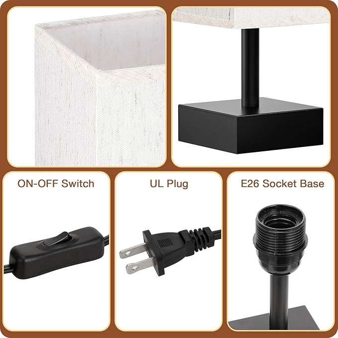 aooshine Beige Bedroom Table Lamp Set - Bedside Lamps for Nightstand Set of 2, Minimalist Lamps for Desk, Dorm, Kids Room, Bulb Not Included