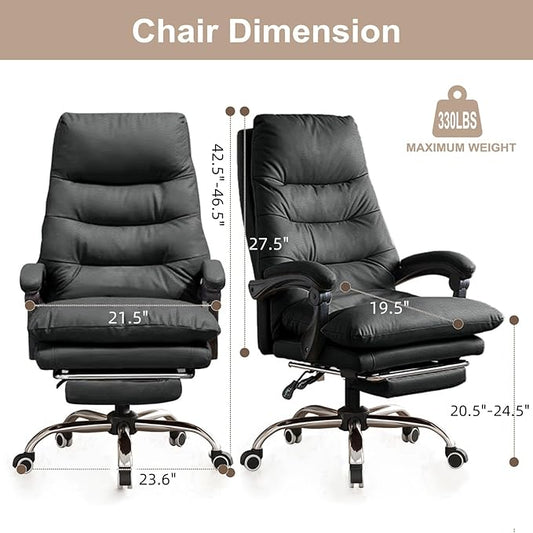 Office Chair with Soft Cushion High Back Gaming Chair Executive Desk Chair with Leg Rest Ergonomic Leather Computer Chair for Home Office