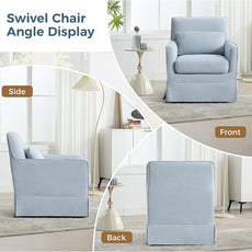 INZOY Swivel Accent Chair Set of 2, Mid Century Modern Chair with Washable Detachable, Comfy Swivel Barrel Reading Chair, Upholstered Square Chair for Living Room Bedroom Small Spaces, Sky Blue