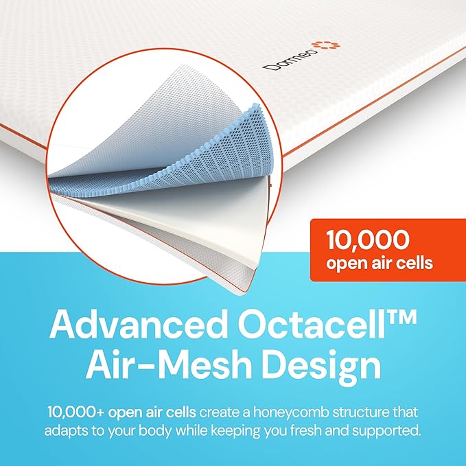 Dormeo The Essentials Mattress Topper, Full, 2-Inch with Octacell Technology, Plush Comfort, Breathable, Cooling Foam Mattress