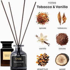 SNSE Tobaco & Vanilla Perfumed Reed Diffuser Set - Premium Reed Diffusers for Home with Diffuser Reeds, Luxurious Gift Aroma, Sophisticated Scent, Ideal for Relaxation, Elegant Home Fragrance