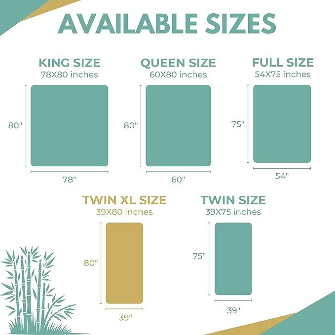 Twin XL Size 39x80” Premium Bamboo Waterproof Mattress Protector, 100% Viscose from Bamboo, Hypoallergenic, Cooling Mattress Pad Cover, Soft & Breathable Fitted Sheet Style up to 18" Deep - Rest Line