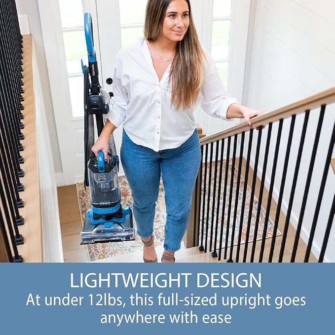 Kenmore DU1040 Bagless Upright Vacuum Lightweight Cleaner with 4 Height Adjustment, Swivel Steering Design, 2 Cleaning Tools for Carpet and Hard Floor, Blue