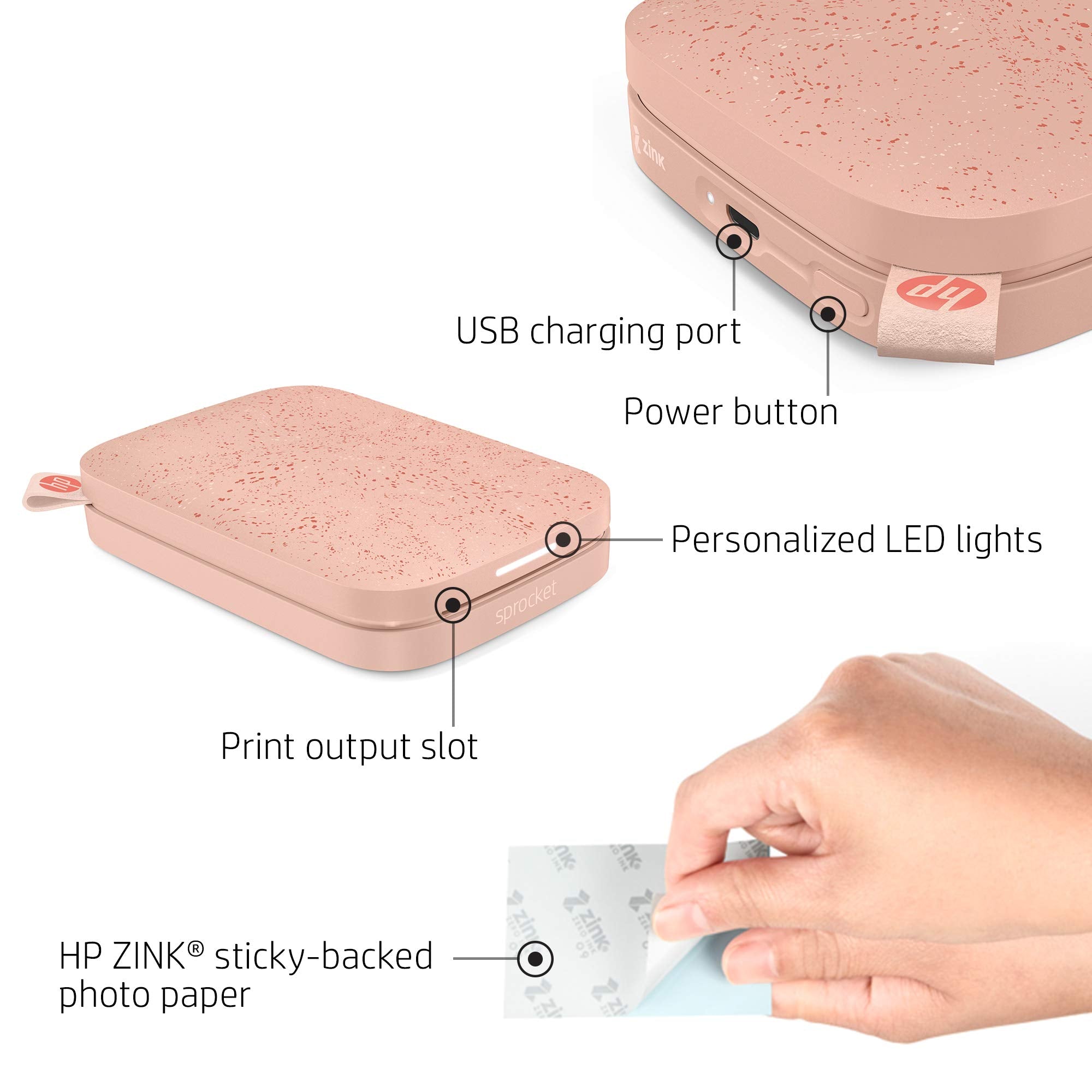 HP Sprocket Portable 2x3 Instant Photo Printer (Lilac) Print Pictures on Zink Sticky-Backed Paper from Your iOS & Android Device.