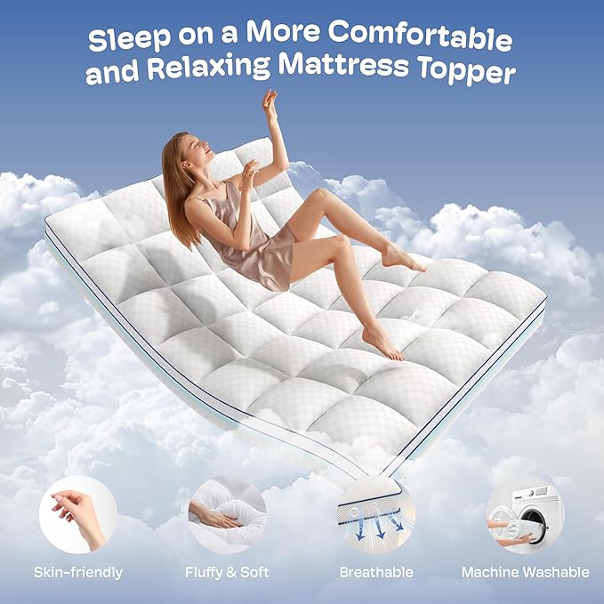 California King Size Mattress Topper, 4.5 Inch Memory Foam Mattress Topper for Back Pain & Pressure Relief - 2.5" Cooling Gel Memory Foam + 2" Pillow Top Mattress Pad Cover, Soft and Supportive