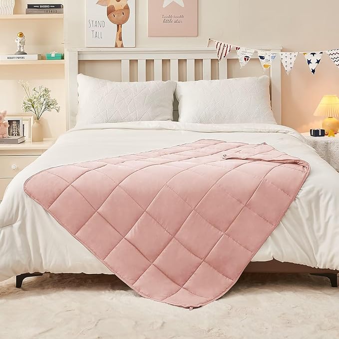 yescool Pink Weighted Blanket 5 Pounds Cooling Weighted Lap Blanket, Heavy Blanket for Sleeping, Weighted Throw Blanket Gift for 40-60lbs, 40"x60"