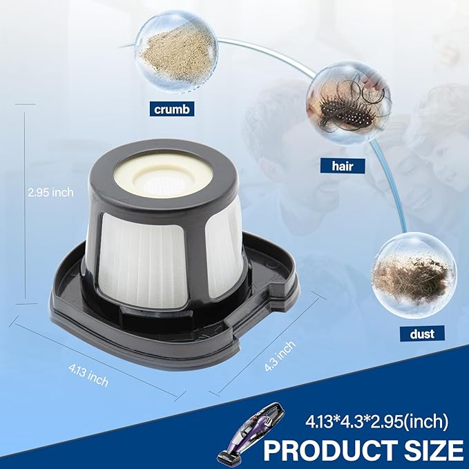 2579 Vacuum Replacement Filters Compatible with Bissell Pet Hair Eraser 2390A 2389 & AutoMate 2284W Lithium Ion Cordless Hand Vacuum,Compare to Part # 1614212, 1614203 & 1614204