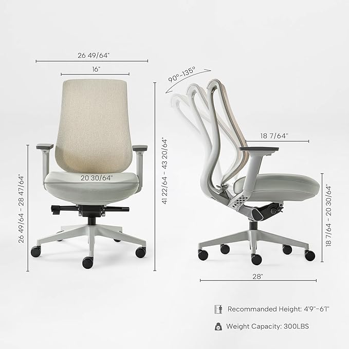 EUREKA ERGONOMIC Lira Office Chair, Ergonomic Desk Chair with 3D Armrests, Adjustable Seat Depth, Breathable Mesh Computer Chair with Lumbar Support for Home Office(Grey)