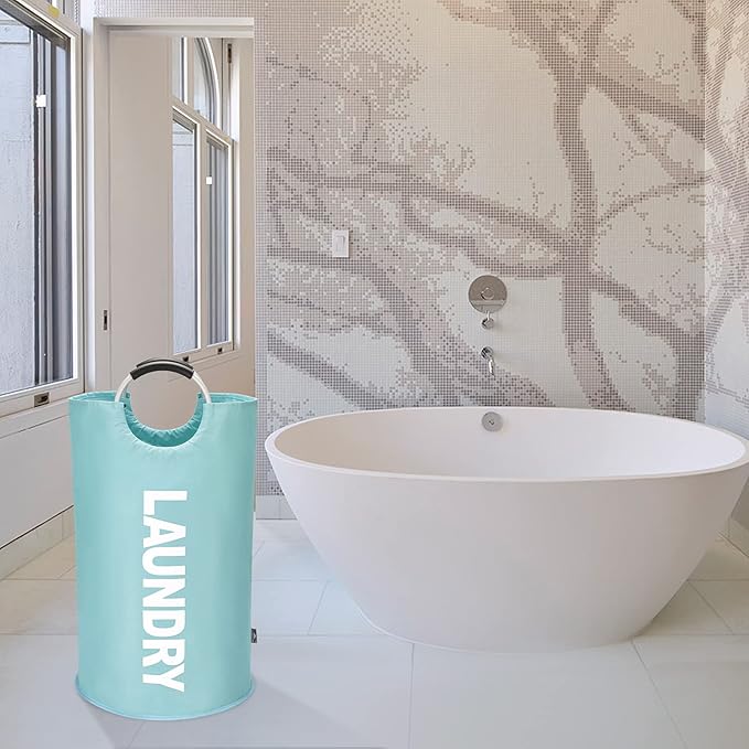 DOKEHOM 125L X-Large Collapsible Washing Laundry Basket Bag (7 Colors) for Bedroom, Fabric (Light Blue, XL)