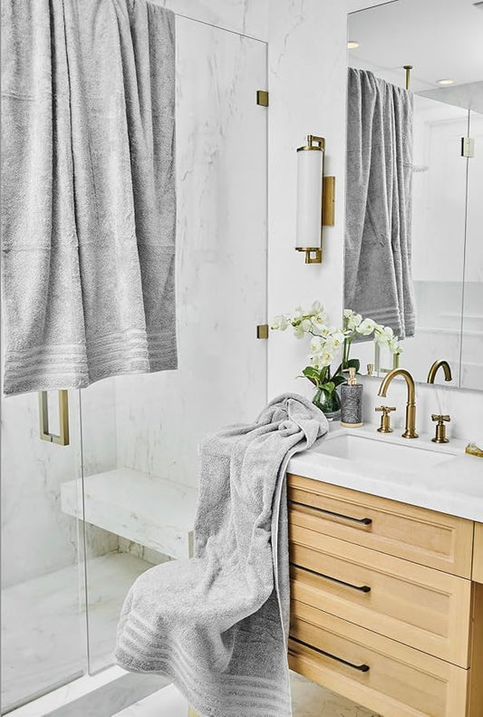 Luxury Bath Sheets, 2 Piece Extra Large Bath Sheets (40x65 Inches), Highly Absorbent, Quick Dry, Premium, and Plush Bath Sheets, 100% Organic Turkish Cotton Towels for Bathroom (Grey)