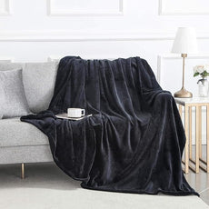 IR Imperial Rooms Fleece Blanket 16 Pack - Super Soft Fluffy Black Throw Blanket for Sofa and Bed - Warm and Cozy Lightweight 400 GSM Microfiber Bed Throws Blankets, 50x60 Inches (Throw/Travel)