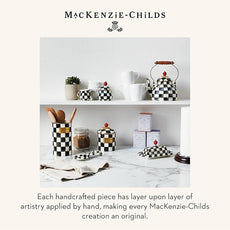 MACKENZIE-CHILDS Enamel Utensil Holder, Kitchen Utensil Holder for Countertop, Storage Caddy, Black-and-White Courtly Check