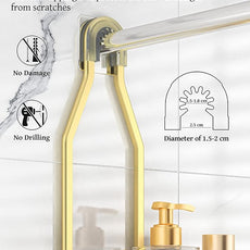 YASONIC Never Rust Shower Caddy Hanging Organizer - Aluminum Over-the-Showerhead Rack With 10 Hooks for Razor/Sponge and Soap Basket - Gold