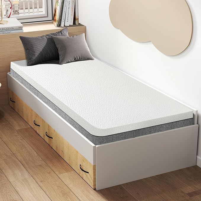 4 Inch Gel Memory Foam Mattress Topper Twin XL, Cooling Mattress Topper with Removable & Washable Bamboo Cover, CertiPUR-US Certified