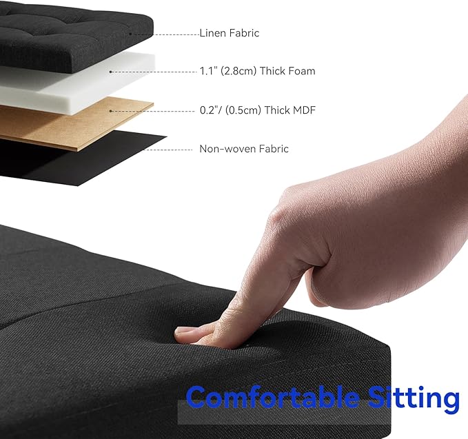 BRIAN & DANY 43 Inches Folding Storage Ottoman Bench, Ottoman with Storage Bench for Bedroom, Living Room, Entryway, Foot Rest with Legs, Black