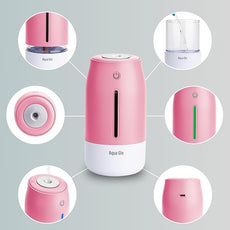 Aqua Glo Personal, Portable Humidifiers for Bedroom – Ultrasonic Cool Mist Humidifier with Built In Rechargeable Battery. Air Humidifier for Baby, Plants, Home, Office, Travel. Rose Quartz