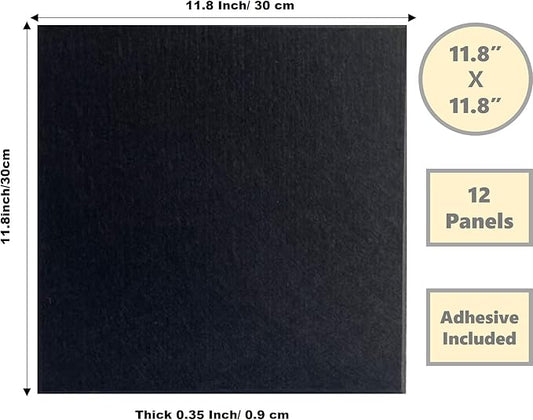12-Pack Black Felt Wall Tiles(11.8“x11.8”Each), 47.2“x 35.4” Large Cork Board Alternative, Self-Adhesive Bulletin Pin Board for Office Home Kitchen Photos & Memos
