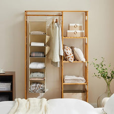 YOUDENOVA Hanging Closet Organizer, 6-Shelf Closet Hanging Storage Shelves, 2 Packs, Beige