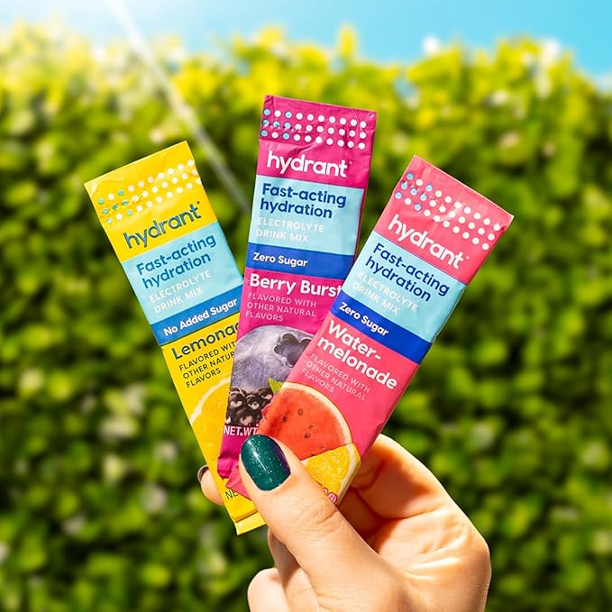 Hydrant Hydrate Zero Sugar, Individual Hydration Electrolyte Powder Stick Packets with Zero Sugar and Electrolytes for Rapid Hydration (Variety Pack, 30 Count)