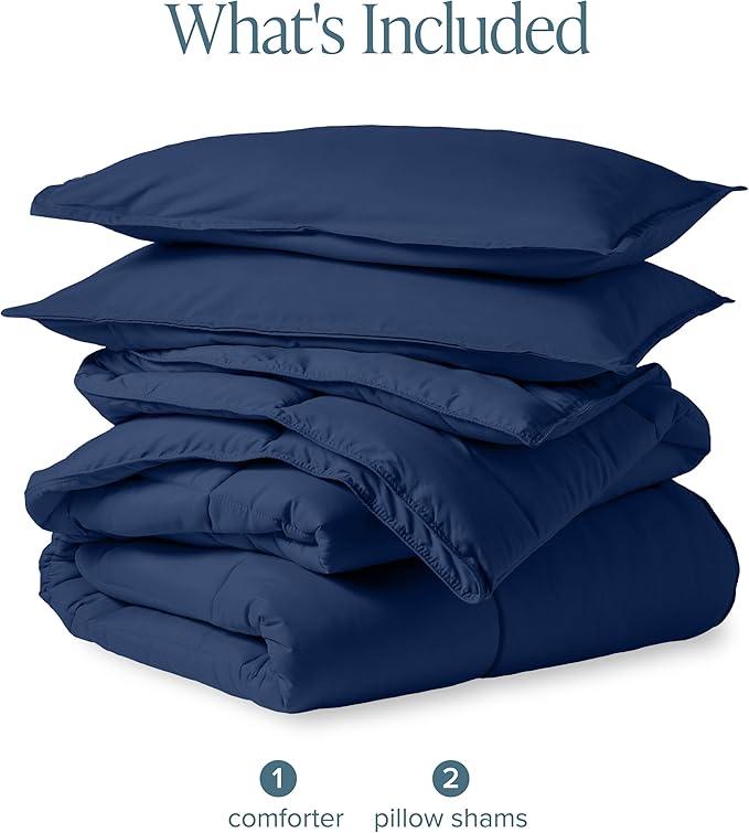 Bare Home Comforter Set - King/California King Size - Ultra-Soft - Goose Down Alternative - Premium 1800 Series - All Season Warmth (King/Cal King, Dark Blue)