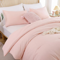 ROSGONIA California King Comforter Set Blush, 3pcs (1 Boho Light Pink Cal King Comforter & 2 Pillowcases), All Season Bedding Bedspread Blanket Quilts