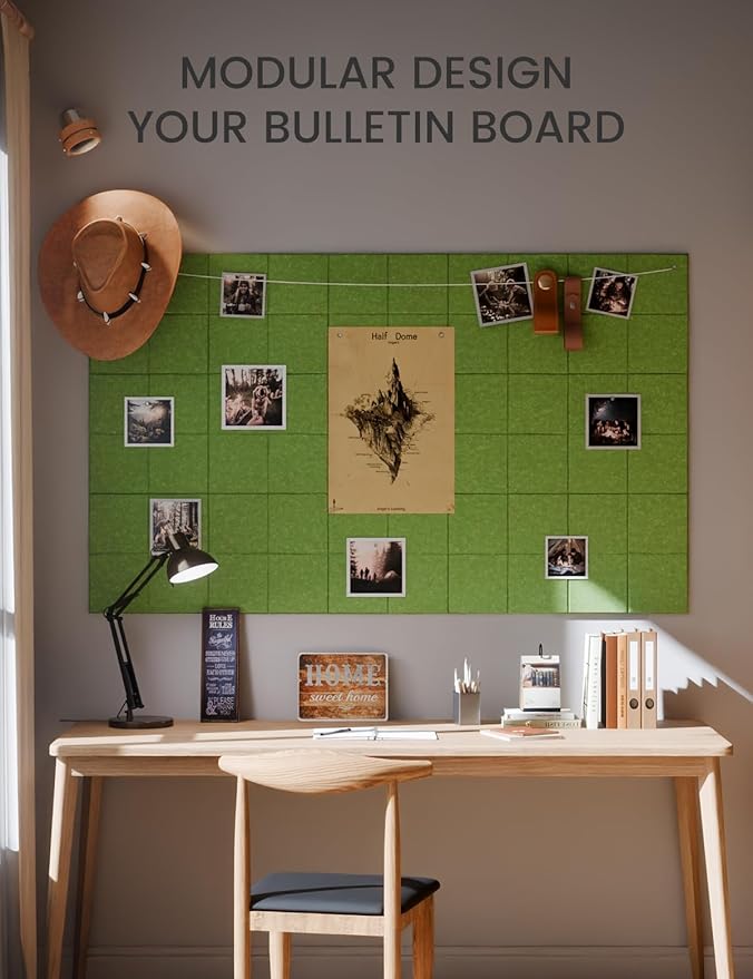 Large Felt Bulletin Board 36" x 24"Cork Board Alternative-6 Pack with 40 Safe Removable Adhesive Tabs, Cork Boards for Walls Cork Board for Home Office Classroom Pin Board-Kelly Green