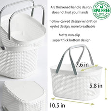 rejomiik Portable Shower Caddy Basket, Plastic Organizer Storage Tote with Handles for Bathroom, College Dorm, Kitchen, White