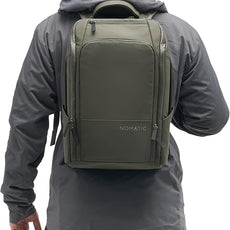 NOMATIC 14L Travel Pack - Water Resistant Laptop Bag - TSA-Ready Expandable Backpack (Olive)