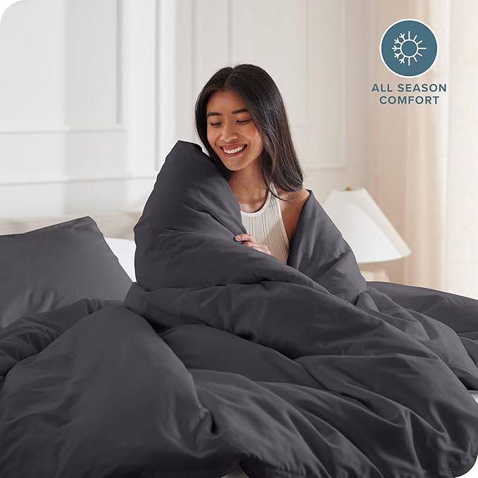 Bare Home Bedding Duvet Cover Full Size - Premium 1800 Super Soft Collection - Lightweight, Cooling - Soft Breathable Bedding Duvet Cover (Full, Forged Iron Grey)