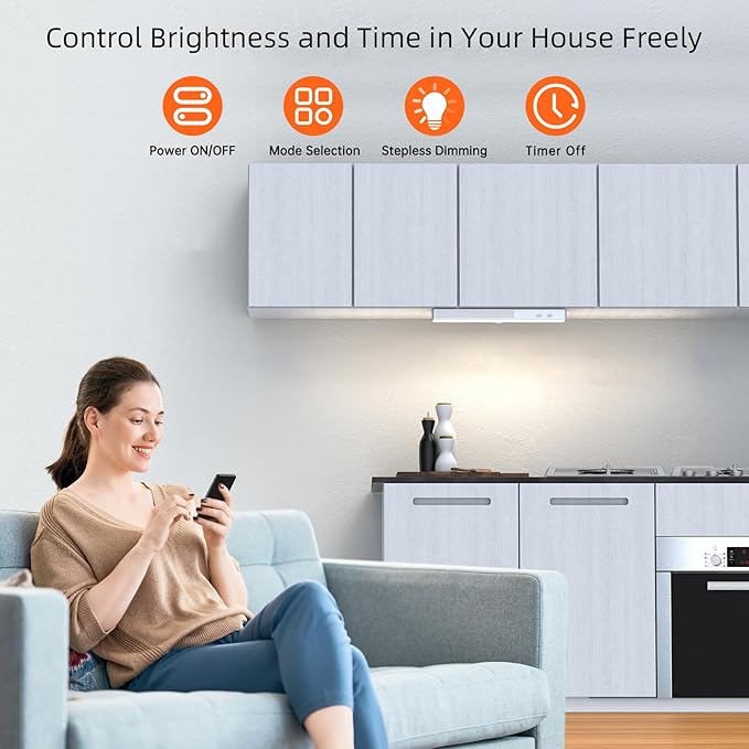 LED Closet Light with Charging Station, 6 Pcs 30LEDs Rechargeable Motion Sensor Under Cabinet Lighting, Stick-Anywhere Night Safe Light Bar for Wardrobe,Kitchen-Warm White